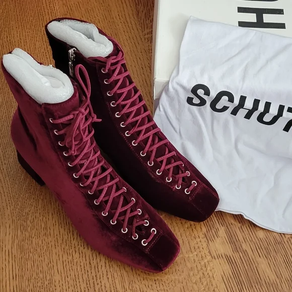Schutz Granny Lace-up Boots - wine - Picture 12 of 12